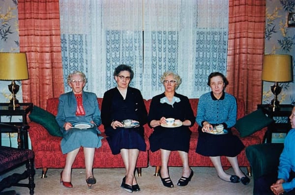 Guy Stricherz, Americans in Kodachrome 1945-1965 Four Ladies at Tea, Grand Forks, North Dakota, 1955Photographer: Edward J. Bork