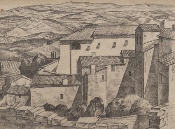 William Wilson RSA Tuscan Hill-Town, 1929 Pencil on paper Sight: 18.8 x 25 cm Support: 24.9 x 34.9cm