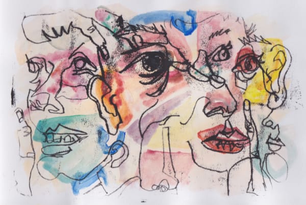 Ellen Mitchinson Facial Bind I, 2021 Ink and watercolour Paper: 21 x 30 cm Frame: 30 x 38 cm