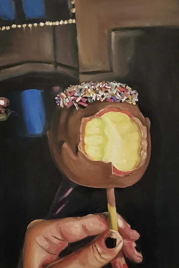 Clova Gillies Bitten Sweetness, 2023 Oil on primed paper 35 x 25 x 1 cm