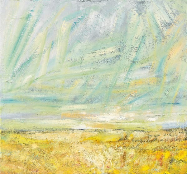 John Houston RSA Untitled (Turquoise and Yellow) Oil on canvas 71 x 76 cm