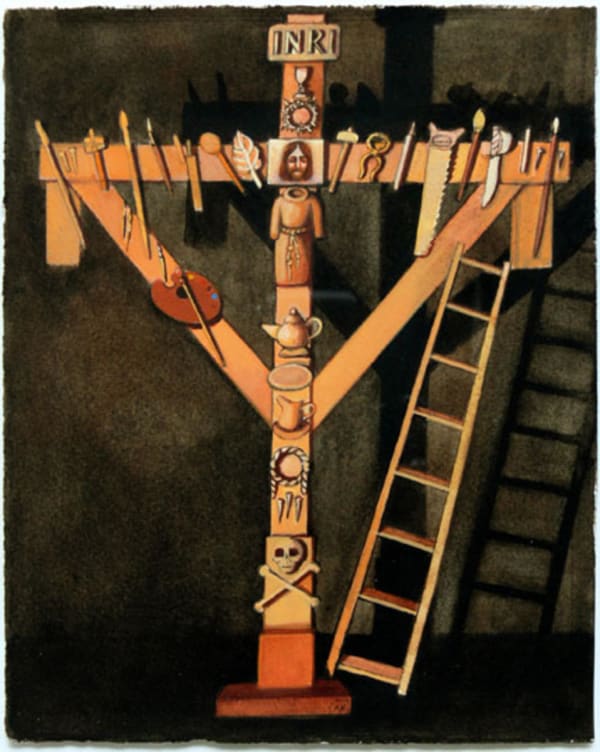 Alan Robb RSA Crucifix of Artesans , 2004 Water-based media on paper 26 x 20 cm