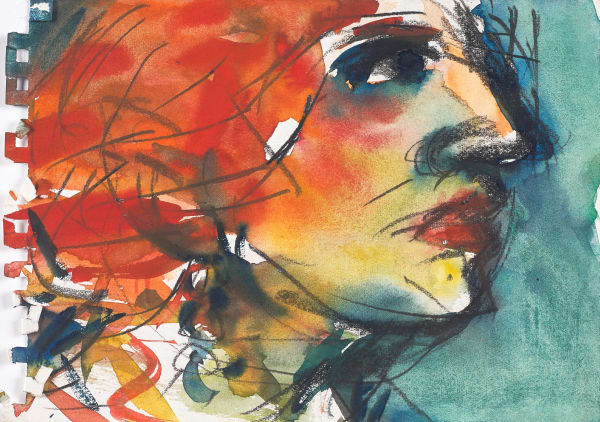 John Houston RSA Untitled (Portrait of a Woman) Watercolour on paper Image: 12 x 16.5 cm Frame: 30 x 34 cm