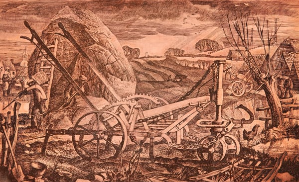 William Wilson RSA The Harrow, around 1935-36 Copper etching plate 20.6 x 33.7 cm