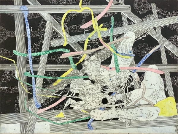 Graeme Todd RSA Mount Barefoot, 2016 Acrylic, ink, pastel, varnish on plywood 30 x 40 cm