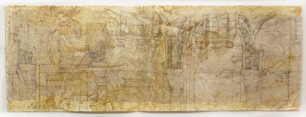 Victoria Crowe RSA The Façade at San Silvestro, Venice Mixed media on paper Image size: 16 x 50 cm Frame size: 43.5 x 75.5 cm