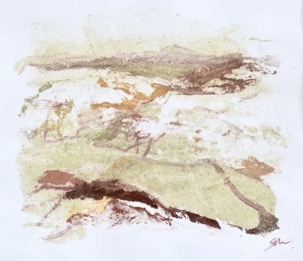 Siobhan McLaughlin Across Cromarty Fields, 2023 Earth pigment collagraph on paper 24 x 24 cm