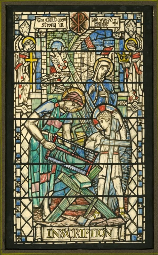 William Wilson RSA Design for stained glass - Roedean School, Johannesburg, South Africa, 1949 Coloured inks 23.5 x 14.4 cm