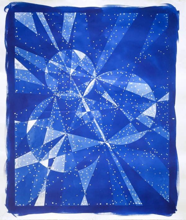 Kinga Elliott Geometric-Galactic-Ray Cyanotype on Fabriano paper 173 x 145 cm