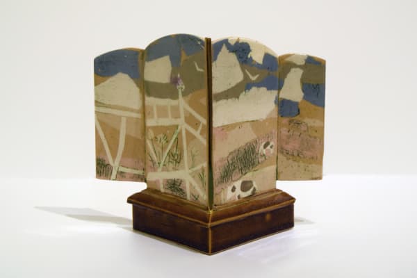 Frank Pottinger RSA Untitled (Landscape Scene) Four-panel ceramic 21.5 x 25 x 11 cm