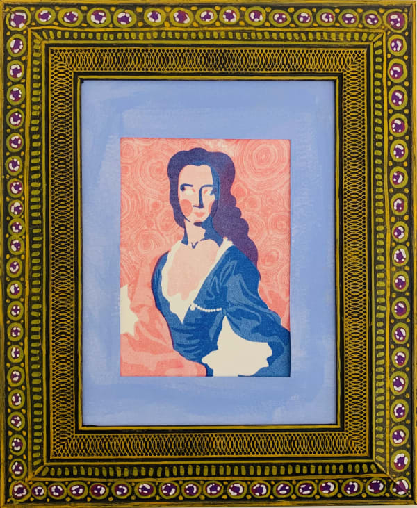 Tallulah Batley Pink Parlour Frame 3S, 2024 Picture frame, gesso, gouache, paint pen, risograph print 14 x 29 cm