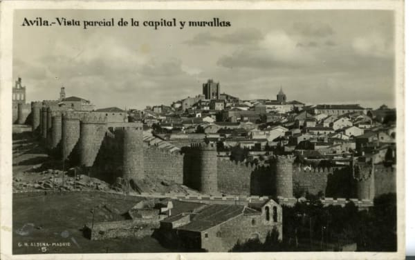 William Wilson RSA, 4 Postcards: ‘Avila – Vista parcial...’; ‘San Gimignano – da S. Chiara’; ‘Puente de Alcantara’; ‘Segovia – Vista de la Catedral’