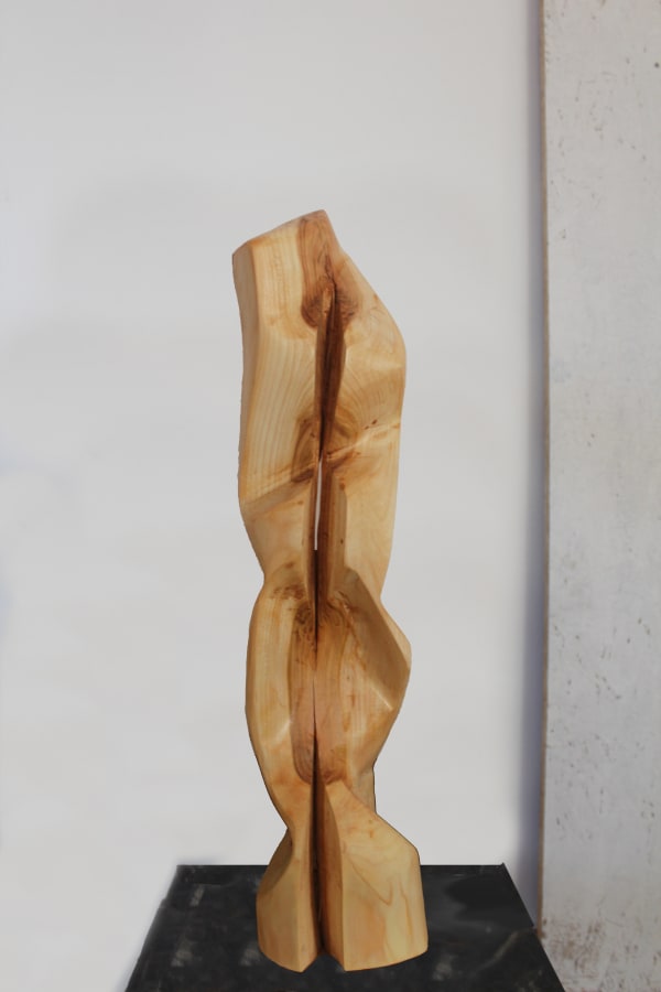 Sasha Ballon Crevice (figure in Prunus Avium), 2023 Cherry wood, danish oil 48 x 12 x 10 cm
