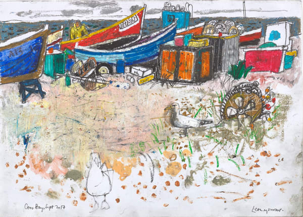Leon Morrocco RSA Boats at Cove Bay, 2017 Pencil and oil pastel on paper Artwork: 37 x 29 cm Framed: 50 x 61 cm