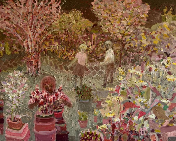 Robbie Bushe RSA Night Gardening, 2022 Oil on panel 40 x 50 cm