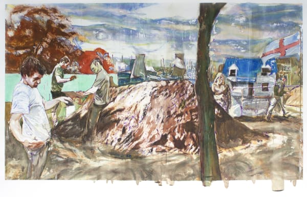 Sam Drake Buidling on a Lesser Evil, 2020 Gouache silkscreen monotype on Stonehenge paper 120 x 167 cm