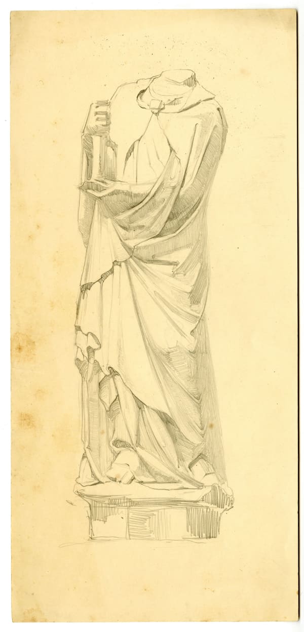 Fanindra Nath Bose ARSA, Sketch of headless statue XIV at Eglise St Martin a Laon, 1911