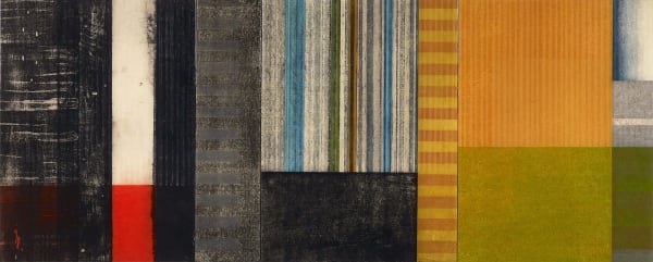 Paul Furneaux RSA Rain Garden II Mokuhanga with resin 60 x 150 x 2.5 cm