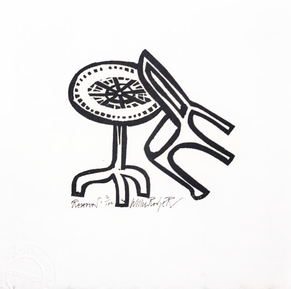 Willie Rodger RSA Reserved, 2005 Linocut on paper 8 x 9 cm Edition of 100