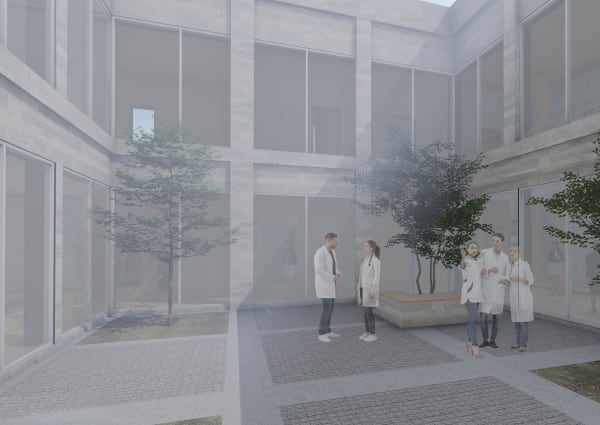 Sandra Adamczyk Reflection Courtyard for the Scientists, 2023 Digital mixed media 30 x 42 cm