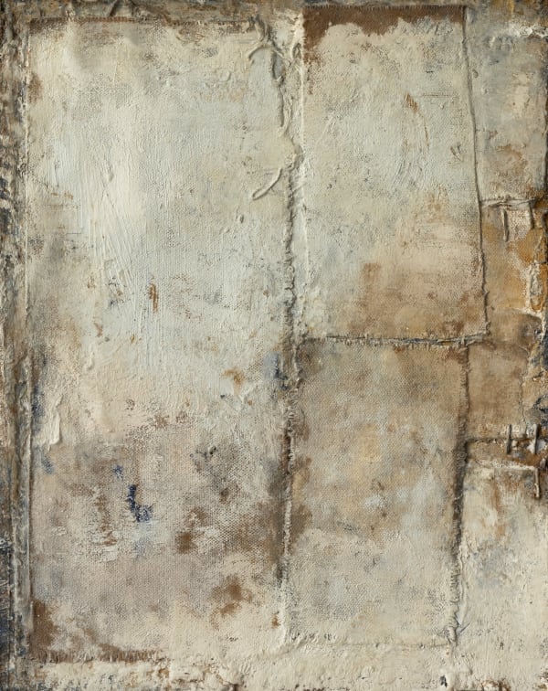 Audrey Grant Psalter III Oil, ferric chloride, raw canvas, staples on canvas 30 x 24 cm