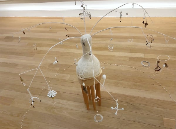 Elvey Anna Stedman Fountain, 2023 Beech, pine, wool, silk, porcelain, freshwater pearls, various natural materials 150 x 85 cm