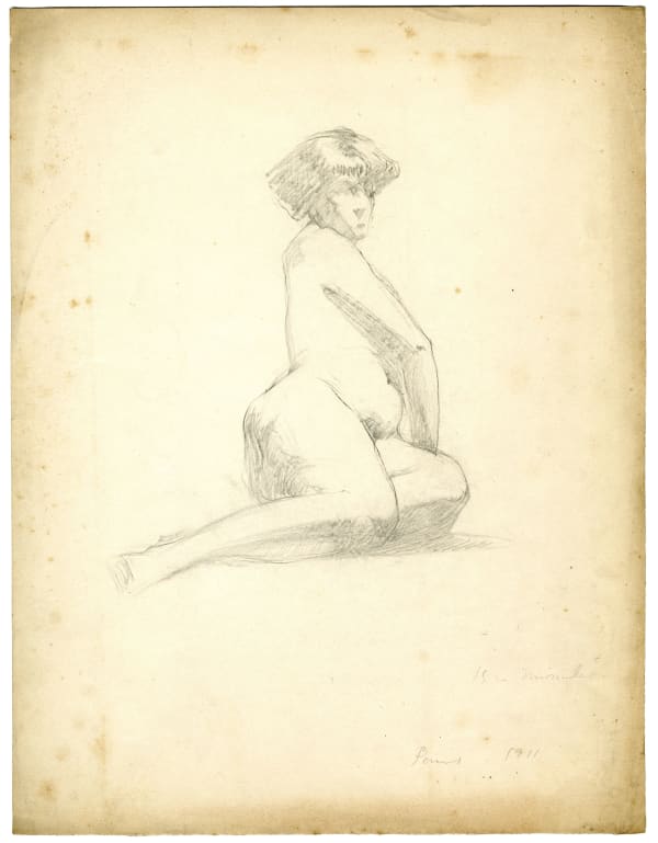 Fanindra Nath Bose ARSA Life Study of a Seated Female Nude in Repose, 1911 Pencil on paper 32.2 x 24.8 cm