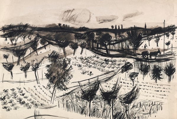 Elizabeth Blackadder RSA Untitled (Italian Landscape), circa 1955 Ink on paper 33 x 49 cm