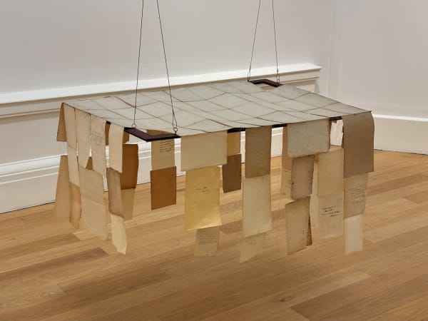 Mia Gwenllian Semiotic Mass of Disappearance, 2025 Sculpture, Victorian map, embroidery, antique paper, text 90 x 100 x 67.5 cm