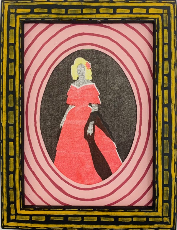 Tallulah Batley Pink Parlour Frame 3J, 2024 Picture frame, gesso, gouache, paint pen, risograph print 16 x 21 cm