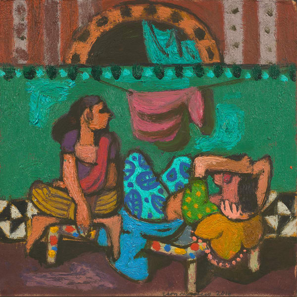 Leon Morrocco RSA Taking a Moment, 2017 Oil on board Artwork: 25.5 x 25.5 cm Framed: 35.5 x 35.5 cm