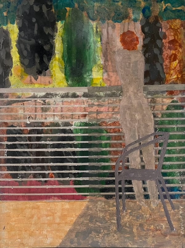 Francis Convery RSA Balcony Mixed media paint on canvas 85 x 65 cm