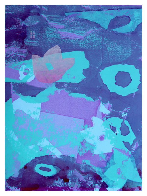 Elspeth Lamb RSA Night Garden Mixed media collage 40 x 30 cm