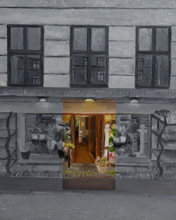 Cavan Reed-O’Connor Frihavnsgade 18, 2025 Oil on board Image: 20 x 25 cm Frame: 23.5 x 28.5 cm