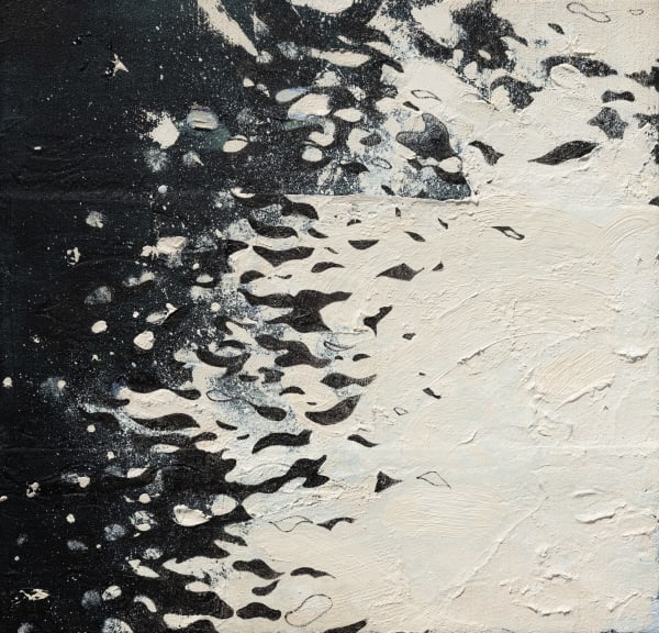 David Cass Persist, 2023-4 Oil bar, oil, pastel, plaster on bus-blind 35 x 37 cm