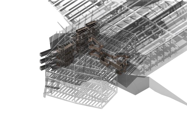 Toby Eccleston and Daniel Anderson Isometric of the Dormitories [cells], 2023 Architectural Drawing Print 42 x 29.7 cm