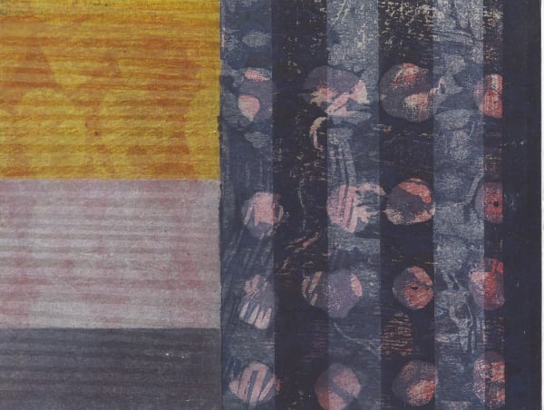 Paul Furneaux RSA Stone Garden Mokuhanga on panel 15.5 x 20.5 x 2 cm