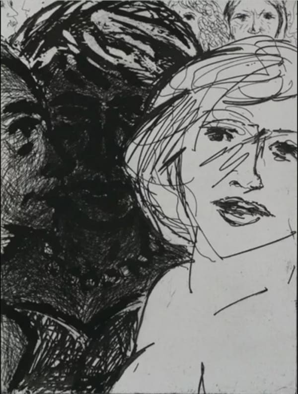 John Houston RSA Manhattan Party, 1986 Etching 30 x 22.5 cm (plate) 43 x 33 cm (support) Edition of 50 plus 4 artist's proofs