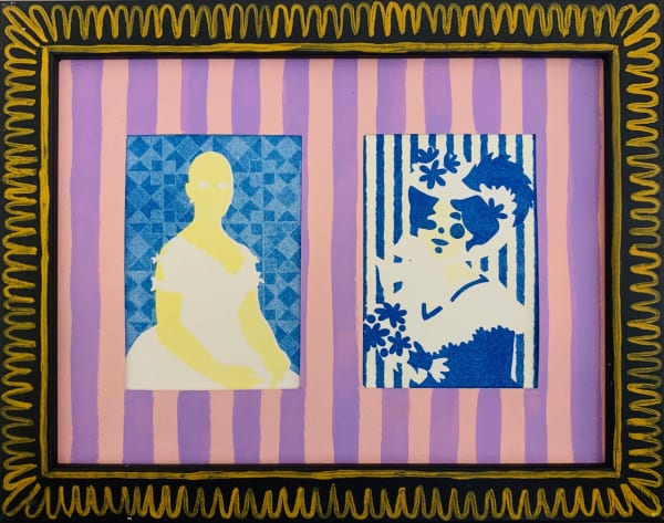 Tallulah Batley Pink Parlour Frame 2I, 2024 Picture frame, gesso, gouache, risograph prints 24 x 19 cm