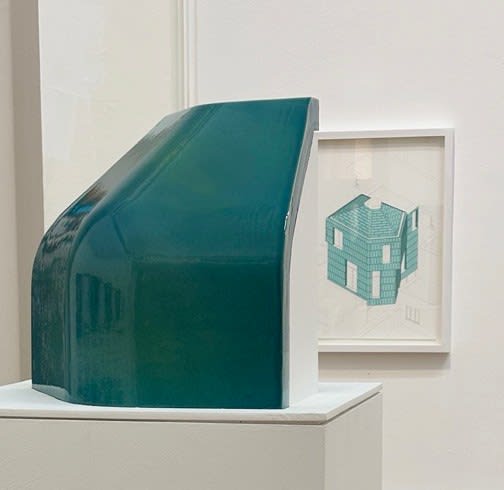 Page\Park Architects in collaboration with Helen Kellock and Darwen Terracotta Ceramic cladding to Glencairn House, 2024 Ceramic and digital print Tile: 40 x 45 x 30 cm Drawing: 70 x 50 cm wide
