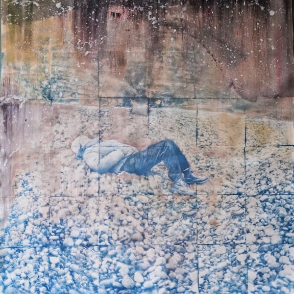 Josie Jones Auchmithie Christmas Day Cyanotype and mixed media on 350gsm paper 112 x 113 cm