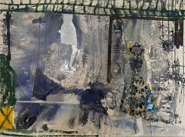 Francis Convery RSA Cultural Exchange Mixed media paint on canvas 95 x 120 cm