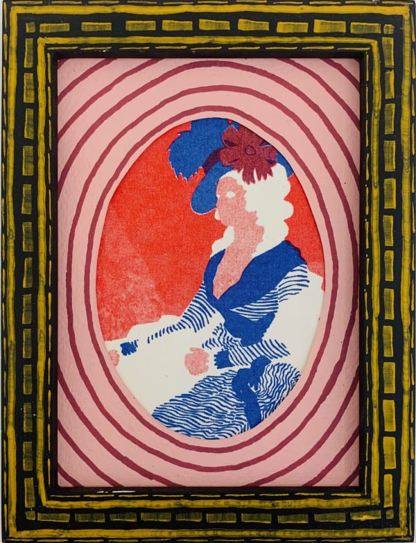 Tallulah Batley Pink Parlour Frame 3K, 2024 Picture frame, gesso, gouache, paint pen, risograph print 16 x 21 cm
