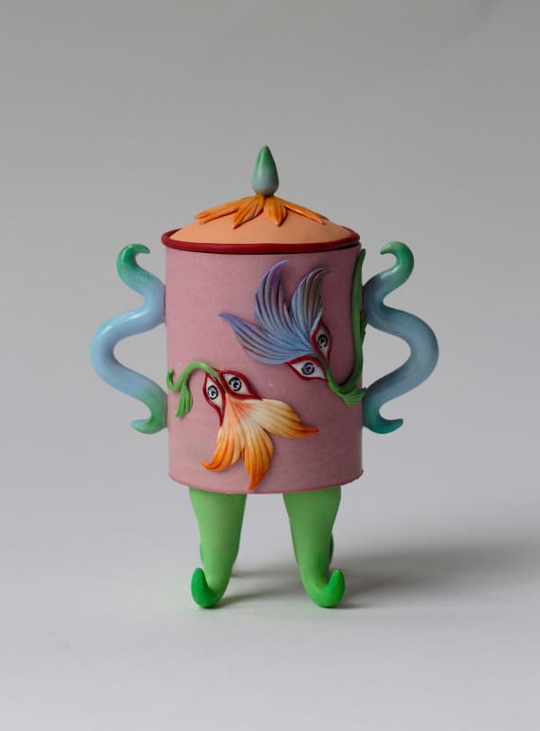 Hannah Lim Peeking Petals Snuff Bottle, 2022 Polymer clay, gloss, chalk, jesmonite 7 x 12 x 5 cm