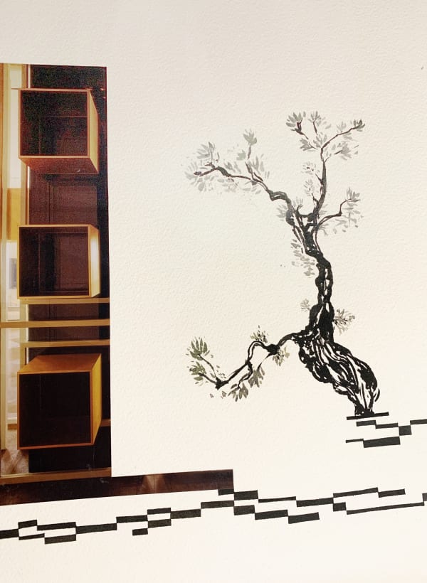 Gareth Fisher PRSA Japan Collage and paint Frame: 35 x 45 cm
