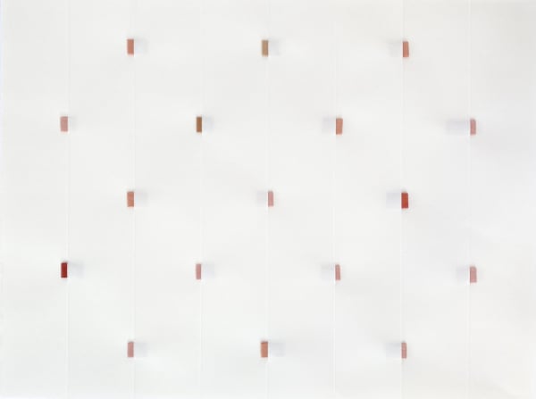 Charlene Scott Loop 1, 2025 Washi paper, cotton tape dyed with colour derived from madder root and flag iris root Image: 30 x 40 cm Frame: 35 x 45 cm