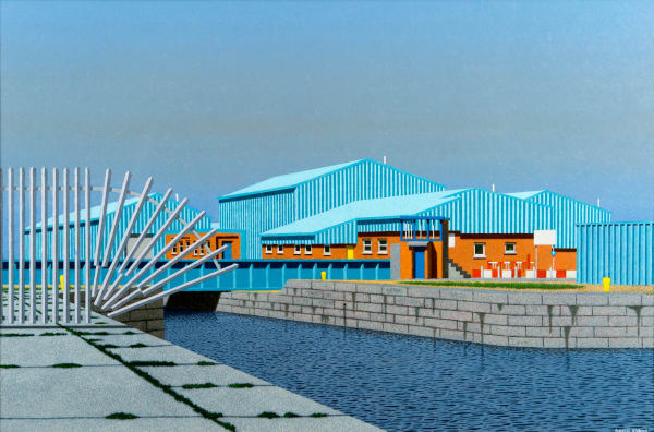 David Evans RSA Blue Sheds in Leith Acrylic 50 x 74 cm