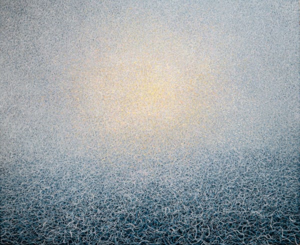 Samantha Clark Winter Sun, 2025 Acrylic and brass leaf on aluminium panel 90 x 110 cm