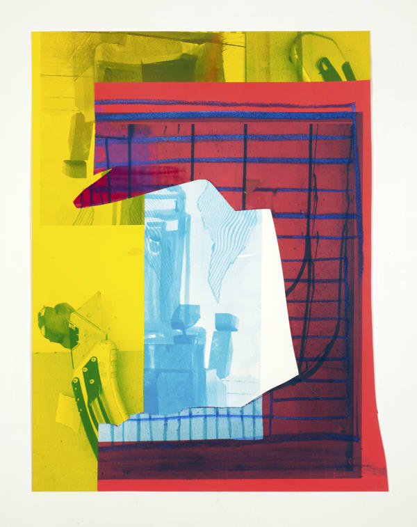 Rosalind Lawless An Engagement with Time and Place, 2020 Screenprint collaged with pastel on Somerset satin paper 80 x 60 cm