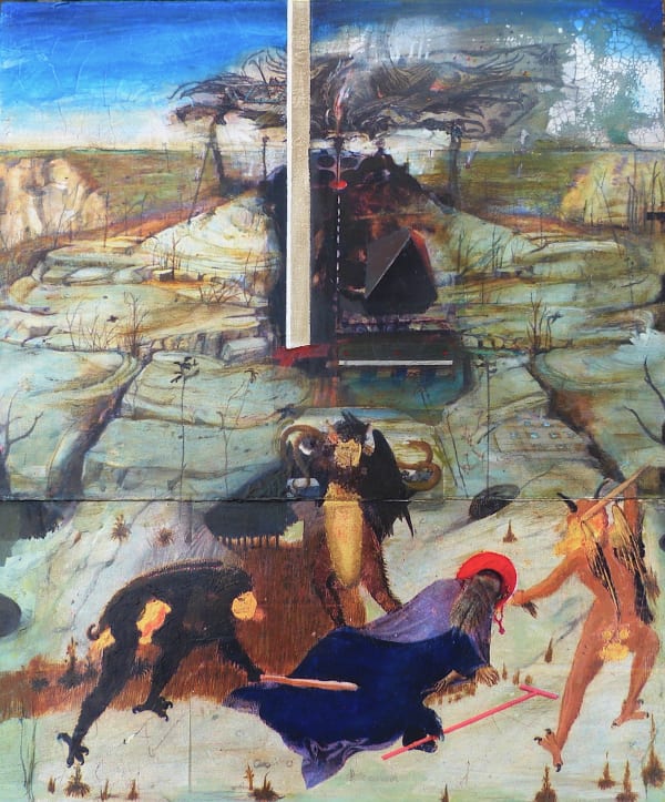 Ian Howard RSA Scatter Mixed media on wood 48 x 40 cm